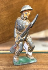 Vintage Barclay Manoil Lead WW1 Soldier Figure w/RIFLE/HELMET/ORIGI PAINT 1930s