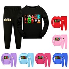 New Kids Roblox Doors Pyjamas Top+Pants Cotton Home PJ's Set Sleeping Pajamas