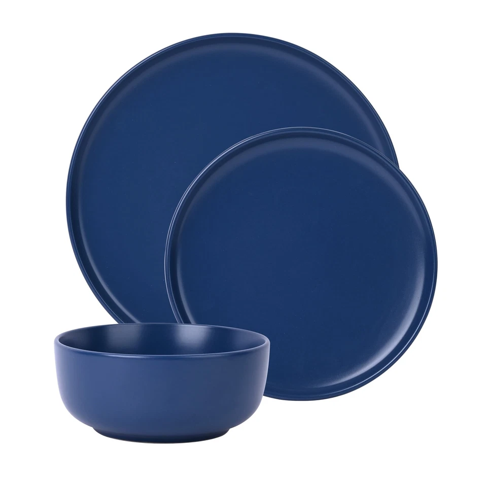 Juego de vajilla de gres Mainstays Alessandra 12 piezas azul Foto 3 de 4