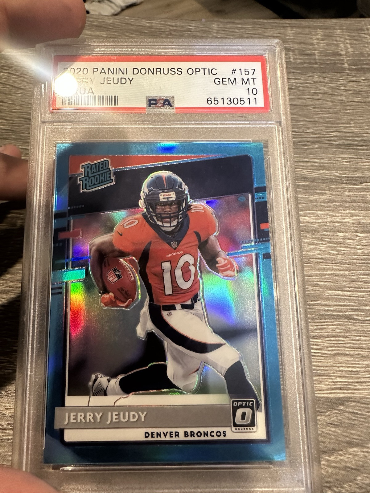 2020 Panini Optic - Rated Rookies Aqua Prizm #157 Jerry Jeudy /299 (RC) /299