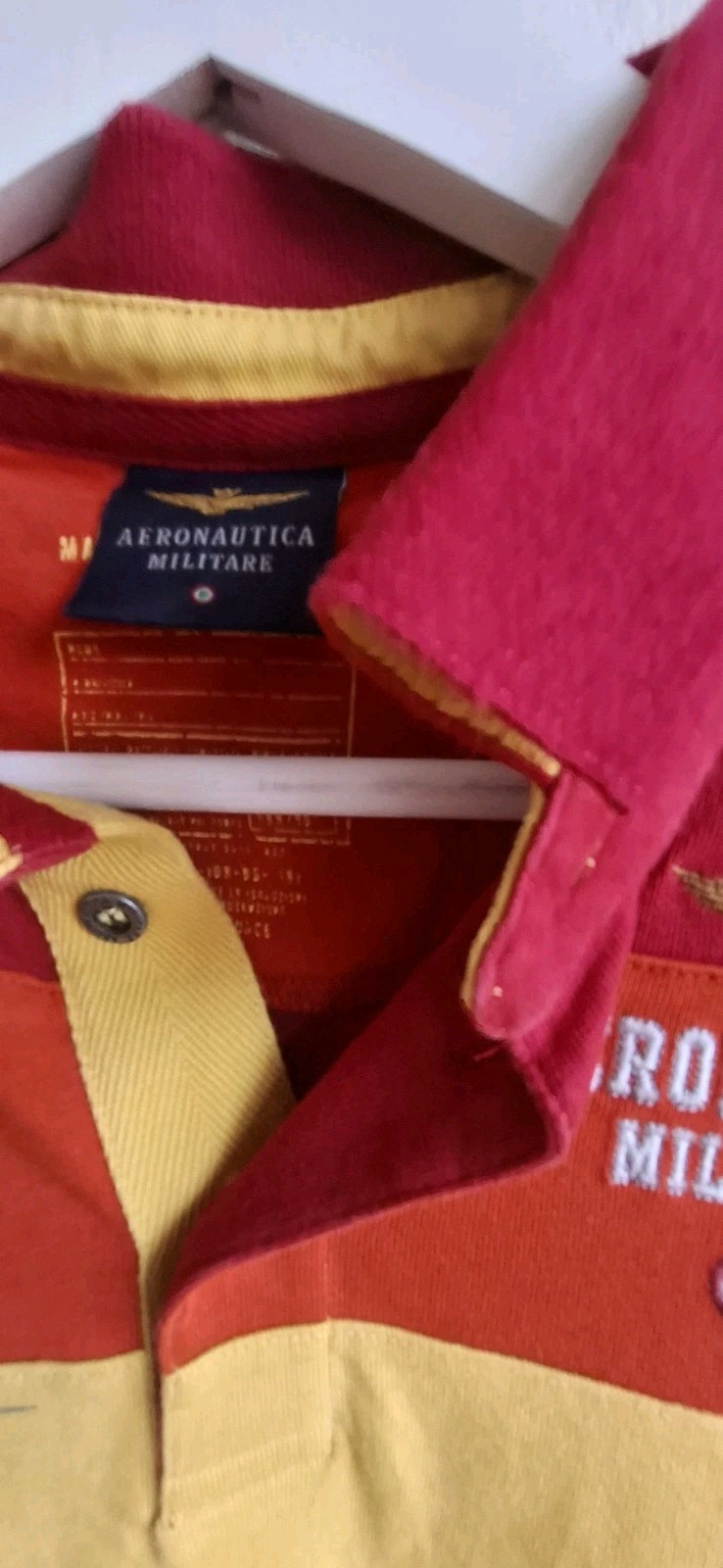 AERONAUTICA MILITARE Boys Graphic Polo Shirt 12 Years  Yellow Colourblock 46 A image 3