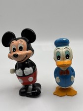 Vintage 1977 pair Walt Disney TOMY Wind-Up Toys - Mickey Mouse Donald Duck