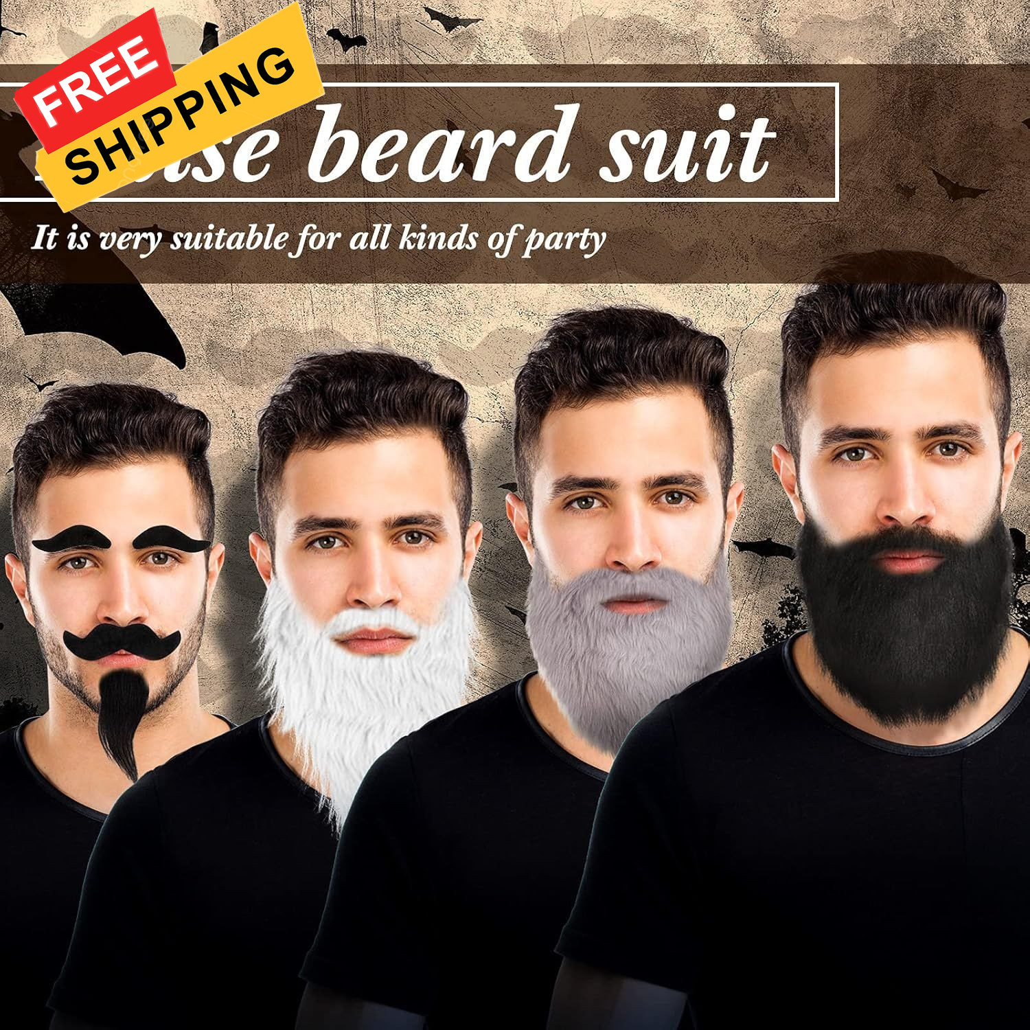 Syhood 32 Pcs Fake Mustaches Halloween Self Adhesive Beard Moustache... 