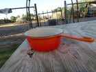 VTG Cousances Sauce Pan Pot #18 No Lid Enamel Cast Iron Orange Made in France — photo 10