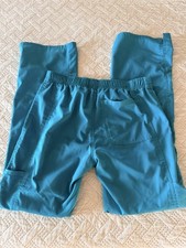 Teal blue Cherokee XXS scrubs. Straight leg fit with adjustable tie waist