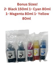 5 Pack Refill Ink Bottles for Epson EcoTank 502 ET-4760 ET-2760 ET-2750 ET-2980