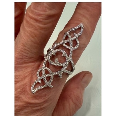 Swarovski Grace Kristall Statement Ring Größe 9 Silber Filigran Spitze Breit Band Box