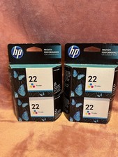 Lot of 4 Genuine HP 22 Tri-Color Ink Cartridges C9352AN Date: 2014 2015