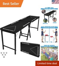 PRO 8 Foot  Beer Pong Table - Heavy-Duty Black, 36-Inch Tall
