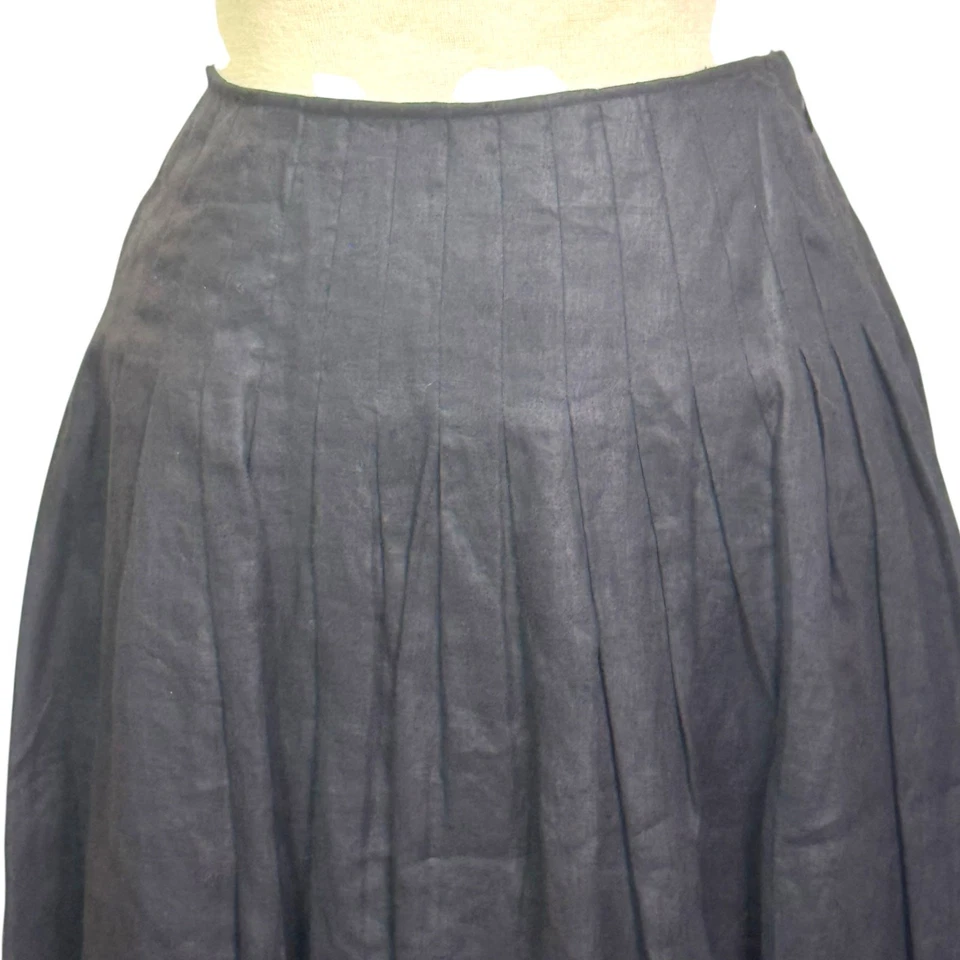 Falda Ralph Lauren Etiqueta Negra Talla 4 100% Lino Plisada Rayas Línea A Foto 2 de 4