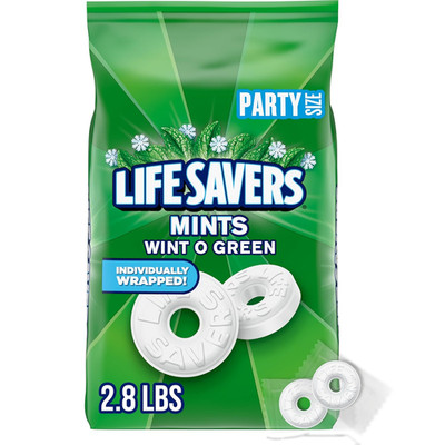 Mints, Bulk Hard Candy Wint-O-Green Breath Mints, 44.93 Oz Party Size