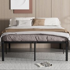 18 Full Size Tall Metal Platform Tall Bed Frame,Heavy Duty Steel Slat/Easy As...