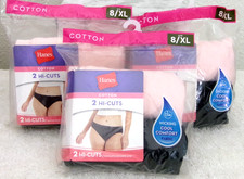 6 Pr Hanes Womens Hi-Cut Cool Comfort Panties 100 Cotton Pink  Black Sz 8/XL