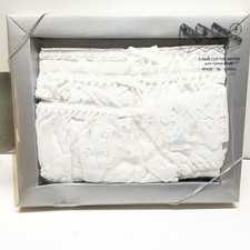 Vintage Secretly Yours 3 Pair Bikini Panties White Cotton Size 6 Lace Boxed New