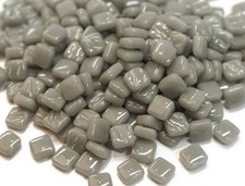 Medium Gray 8 mm Square Recycled Glass Mosaic Tile Pieces - 50 tiles