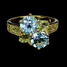 925 Sterling Silver Ring Round Sky Blue Topaz 7mm Peridot Gemstone Jewelry Sz 9