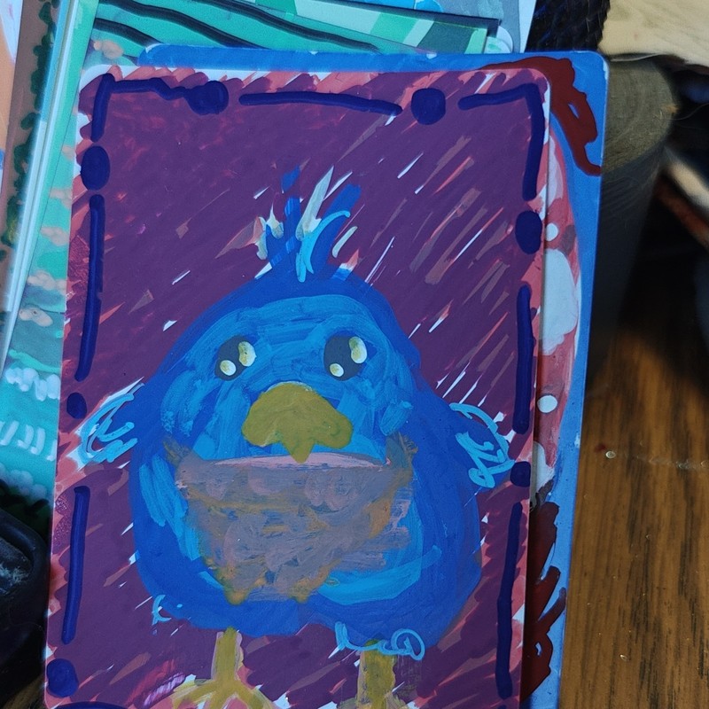 ACEO by Emily Meinert blue bird painting on  contemporary art animals unframed
