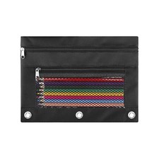 Pencil Pouch for 3 Ring Binder - 3 Hole Zipper Pen Case Bag Holder Bulk Clear...