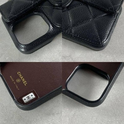 CHANEL iPhone Case 15 Pro Max Caviar Matelasse Black Authentic