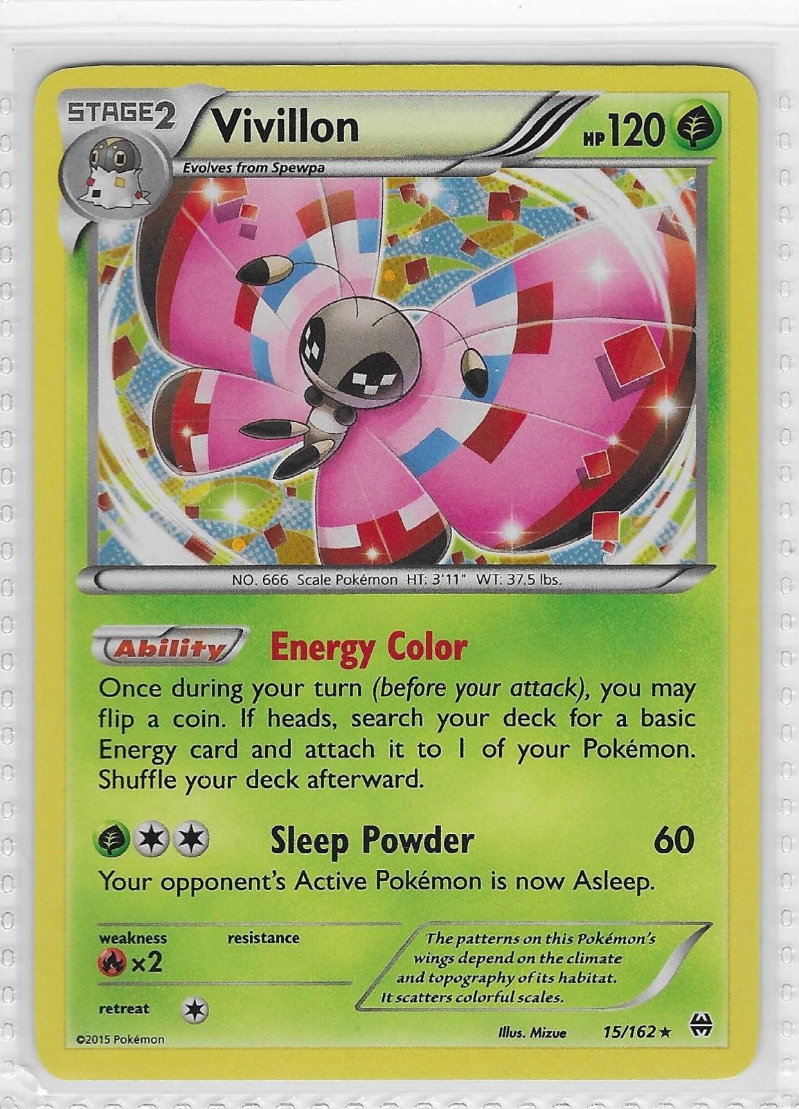 Vivillon 15/162 Cosmo Holo Rare BREAKthrough Pokemon Near Mint