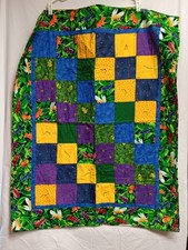 Handmade Baby Kids Quilt Bright Ants Frogs Nature Floral Ants Backing 38" x 31"