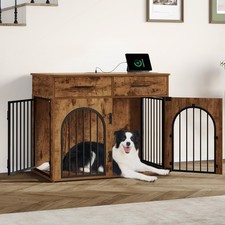 39.4'' Dog Crate Furniture with 2 Drawers, Indoor Dog Kennel