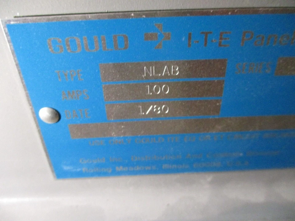 ITE Main Breaker Circuit Breaker Panel NLAB 100A Main 120/208V 3Ph 4W Used - Image 3 of 4