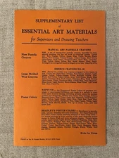 Milton Bradley Co List Of Essential Art Materials Pamphlet