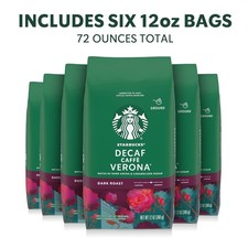 6 bags Starbucks Decaf Caffe Verona Ground Coffee Dark Roast LOT 12oz Bulk buy