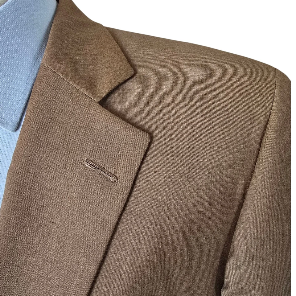 Blazer vintage Paul Stuart 44L lona completa marrón tejido en Italia 120s 44t Foto 3 de 4