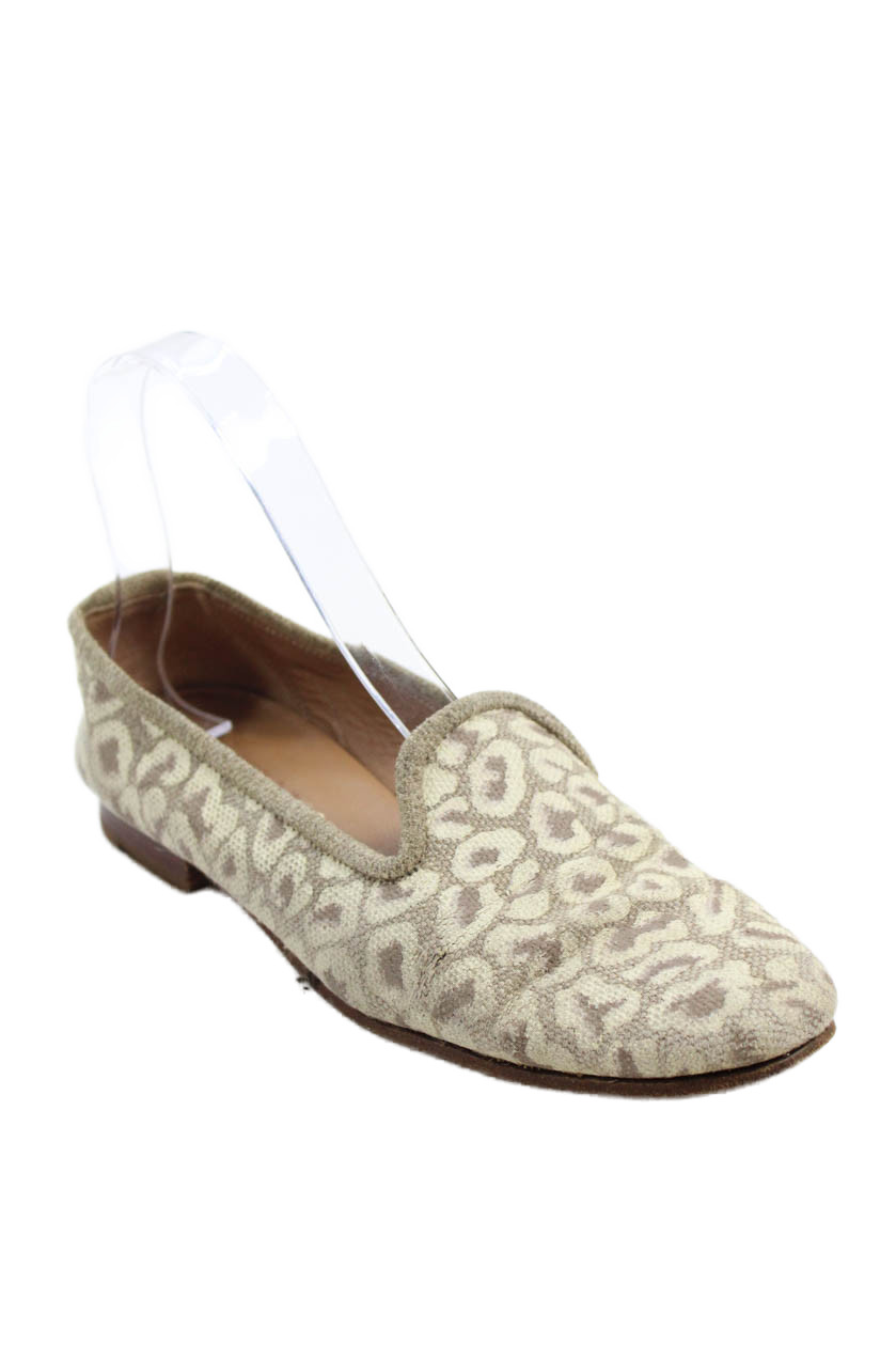 Stubbs & Wootton Womens Animal Print Slip On Loafers Beige Size 7Free Shipping in US $100+ Orders | $6.95 Orders Below