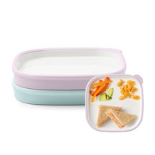 Ello Clean Start Toddler Everything Plate 2 Pack BPAFree Ceramic Plates wit...