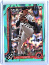 2025 Topps Chrome #90 Hurston Waldrep Aqua Lava Refractor RC #/199 MLB Card