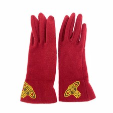 Vivienne Westwood Knit Gloves Orb Embroidery Red Handwear Touchscreen