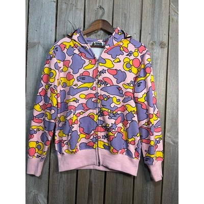 A Bathing Ape BAPE Shark Full Zip Hoodie Pink Multi Camo WGM Tiger Japan Mens M
