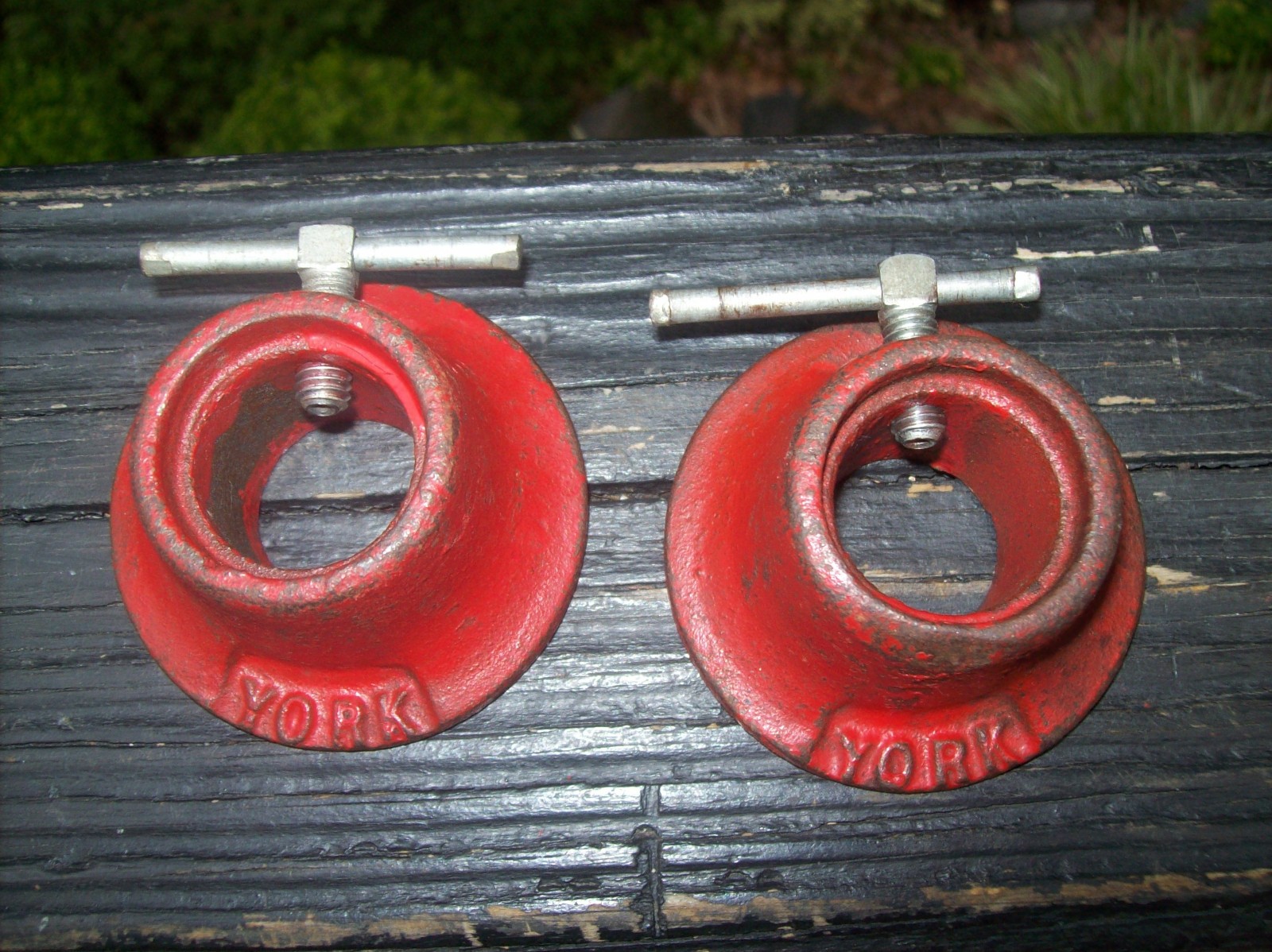 Vintage YORK BILANCIERE COLLARI bodybuilding fitness manubri homegym STRONGMAN OLD ab