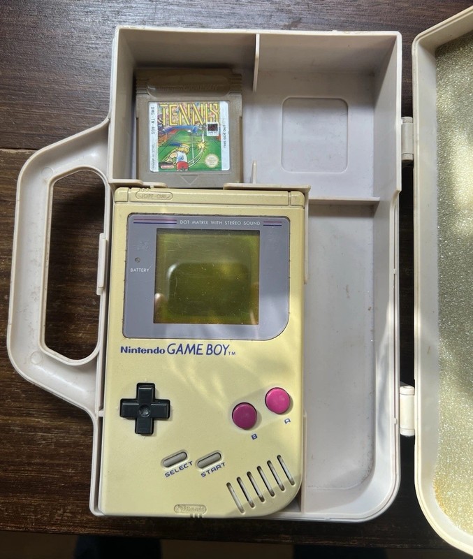 Nintendo Game Boy Grey Handheld System - Grey With GB-70 Case And Tennis
