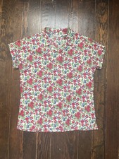 Orvis Women  s Button-Up Floral Red Short Sleeve Size Small 100 Cotton EUC