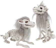 DR.DUDU 2 Pack Wolf Skeletons Halloween Decor Poseable Life Size