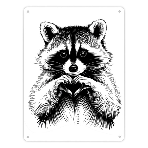 WaschbäR Zeigt Herz Metallschild XL In 21X28 Cm FüR Tierliebhaber-image