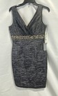 Eliza J Women's Steel Gray V-Neck Embellished Ruched Sheath Dress Sz 8 NWT — photo 1