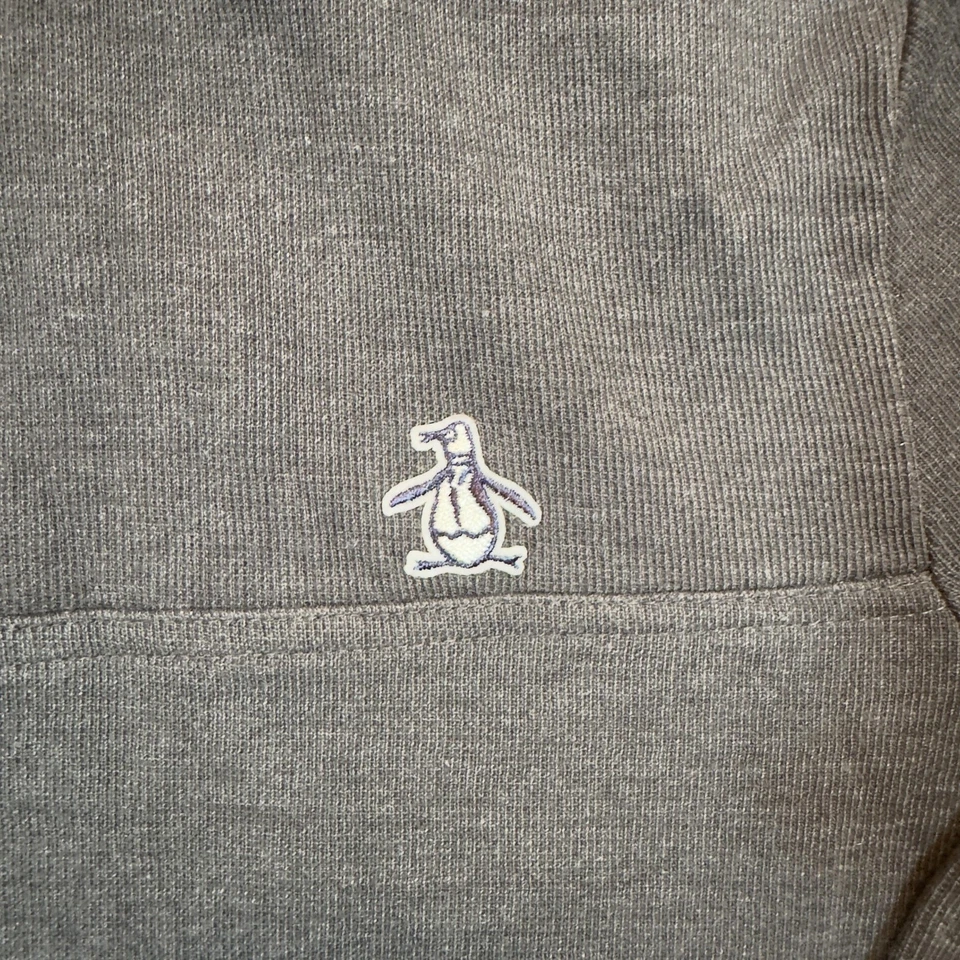 Pulôver masculino pinguim original cinza médio quarto de zíper suéter logotipo casual - Imagem 2 de 4