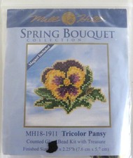 Mill Hill Spring Bouquet Collection Glass Bead Kit w/ Treasure "Tricolor Pansy"