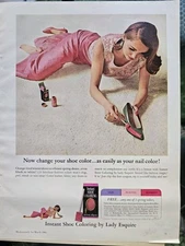 1963 Womens Evening Gown Lady Esquire pink shoe coloring polish vintage ad