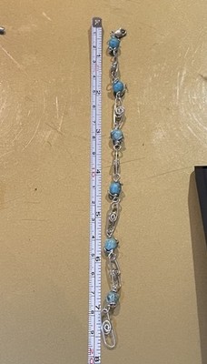 Türkis Edelstein Perlen Armband 7,5 cm Karabinerverschluss
