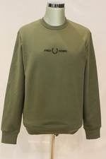 FRED PERRY M4727 EMBROIDERED SWEATSHIRT felpa uomo girocollo verde W19 laurel w