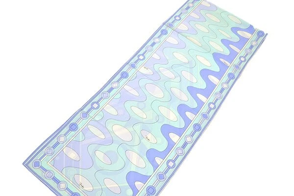 Estola de seda Emilio Pucci estampado de firma azul grande 70,9 en Italia NUEVA DE JAPÓN Foto 3 de 4
