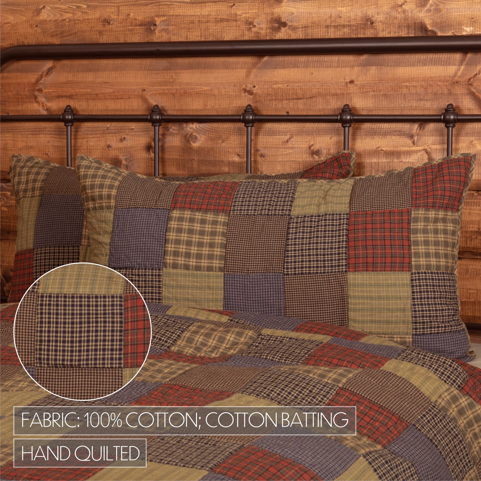 Rustic Luxury King Quilt Set Green Cedar Ridge Cotton VHC Brands