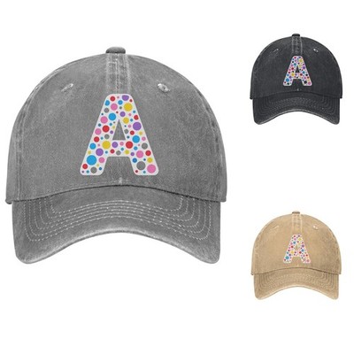Multicolor Polka Dot Monogram Letter Baseball Cap | Cotton Dad Hat Adjustable