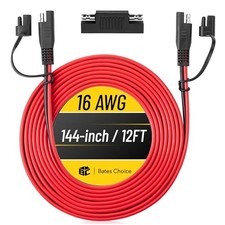 Bates- SAE to SAE Extension Cable, 12 FT, 16 AWG, SAE 2-Pin Quick Connect